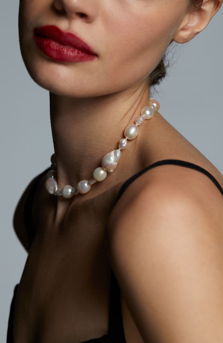 Nadri London Baroque Pearl Collar Necklace, Alternate, color, Gold