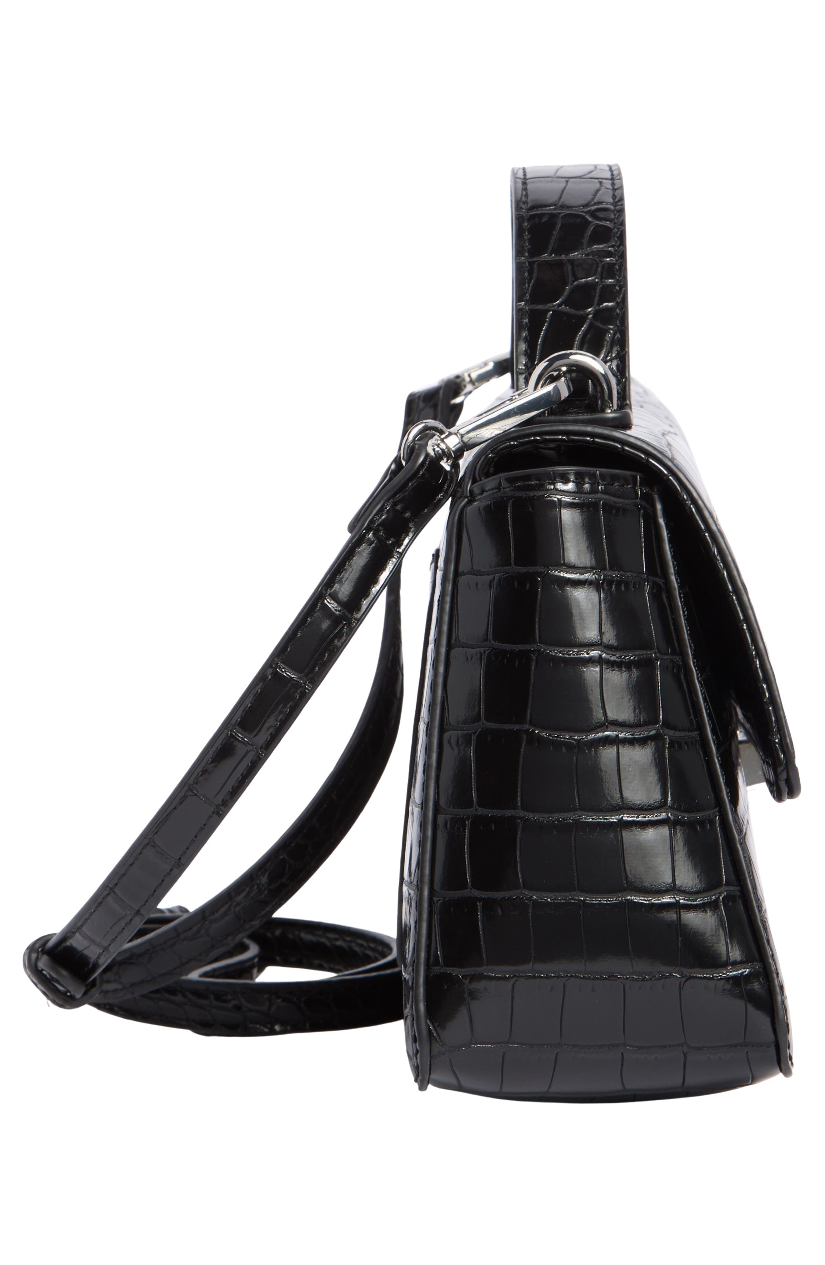 URBAN EXPRESSIONS HANDBAGS Croc Embossed Crossbody Bag, Alternate, color, Black