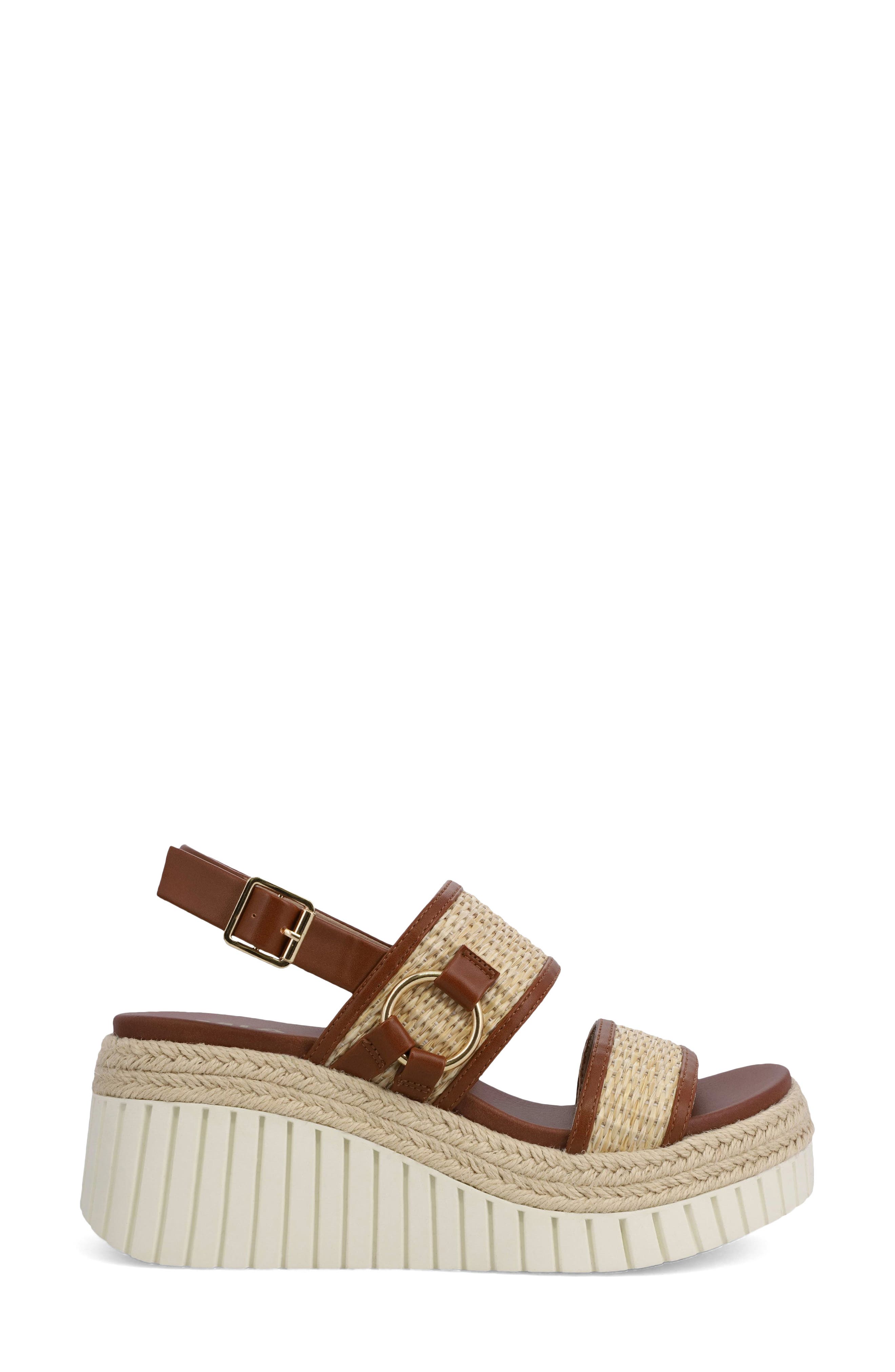 MIA Raffia Platform Slingback Sandal, Alternate, color, Natural/ Cognac