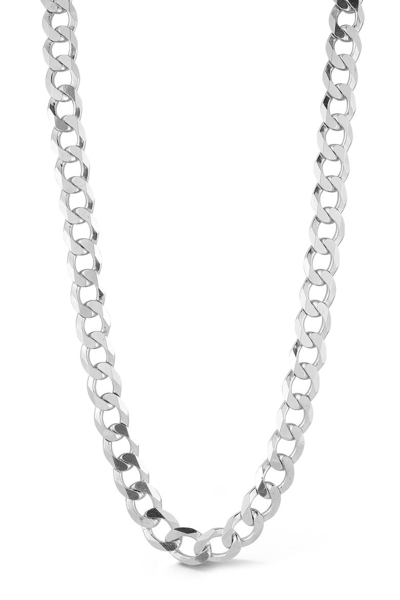 Men's Sterling Silver Curb Chain Necklace, Main, color, SILVER