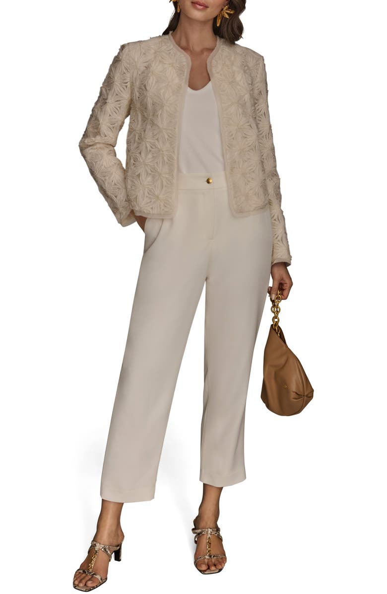 Donna Karan New York Novelty Embroidered Floral Open Front Jacket, Alternate, color, 