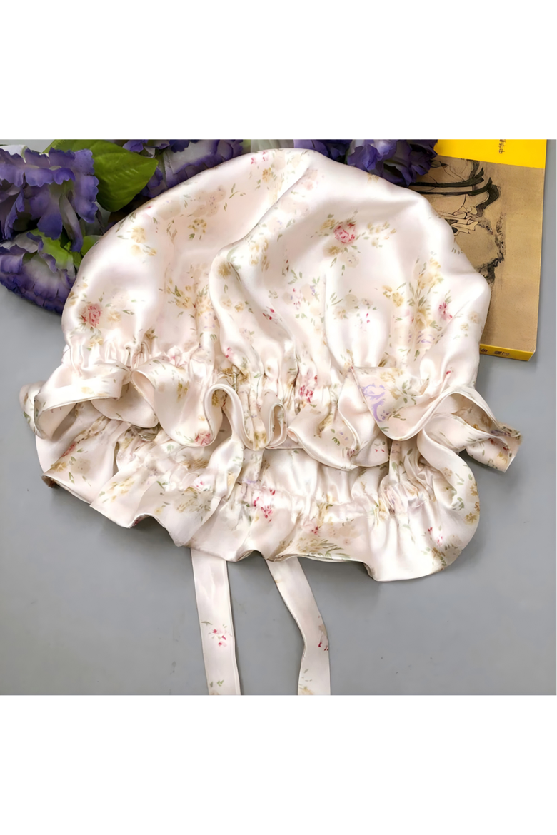 Pure Silk Double Layer Bonnet with Ribbon, Alternate, color, Floral