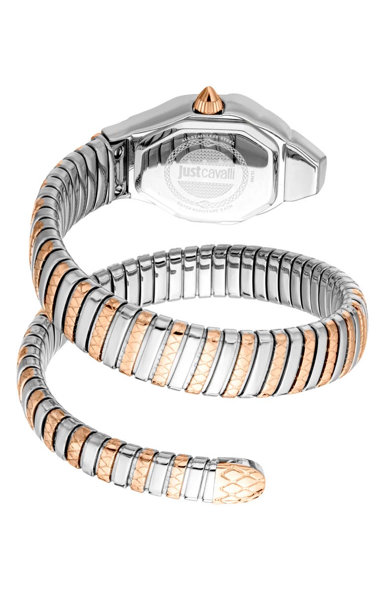 Just Cavalli Snake Wraparound Bracelet Watch, 22mm x 34.5mm, Alternate, color,