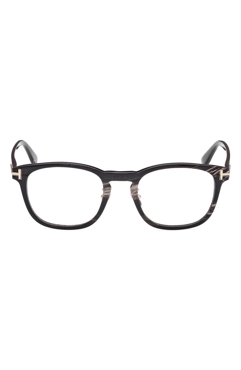TOM FORD 50mm Square Optical Glasses, Main, color, Black And Brown Striped