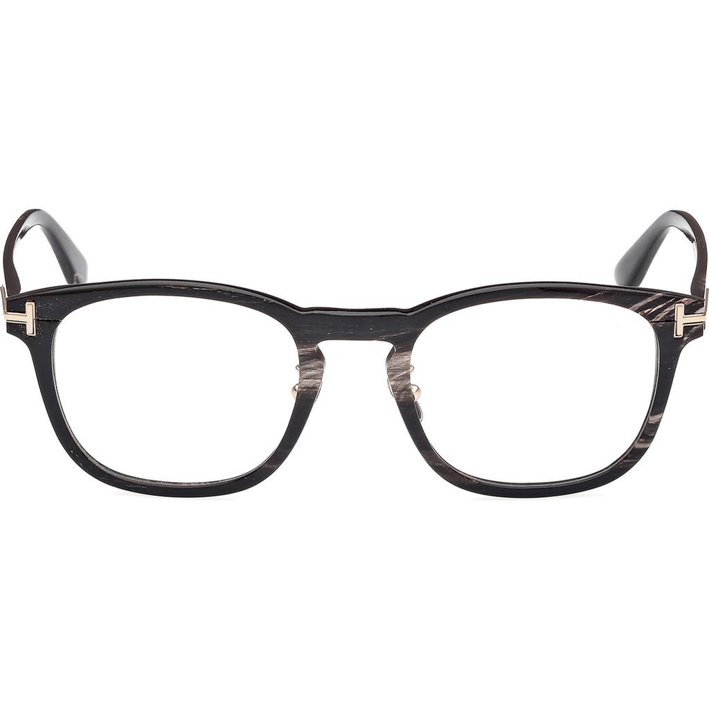 Tom Ford 50mm Square Optical Glasses In Black And Brown Striped