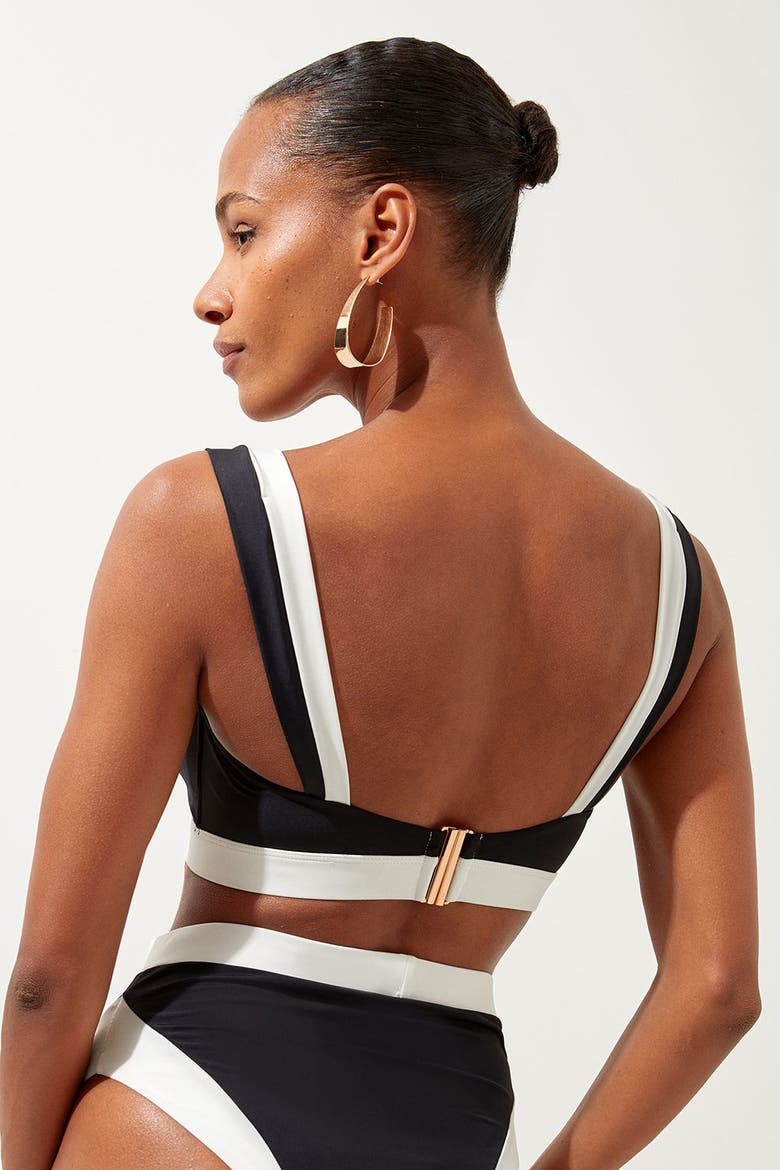 Trim Detail Detachable Strap Bikini Top, Alternate, color, Black