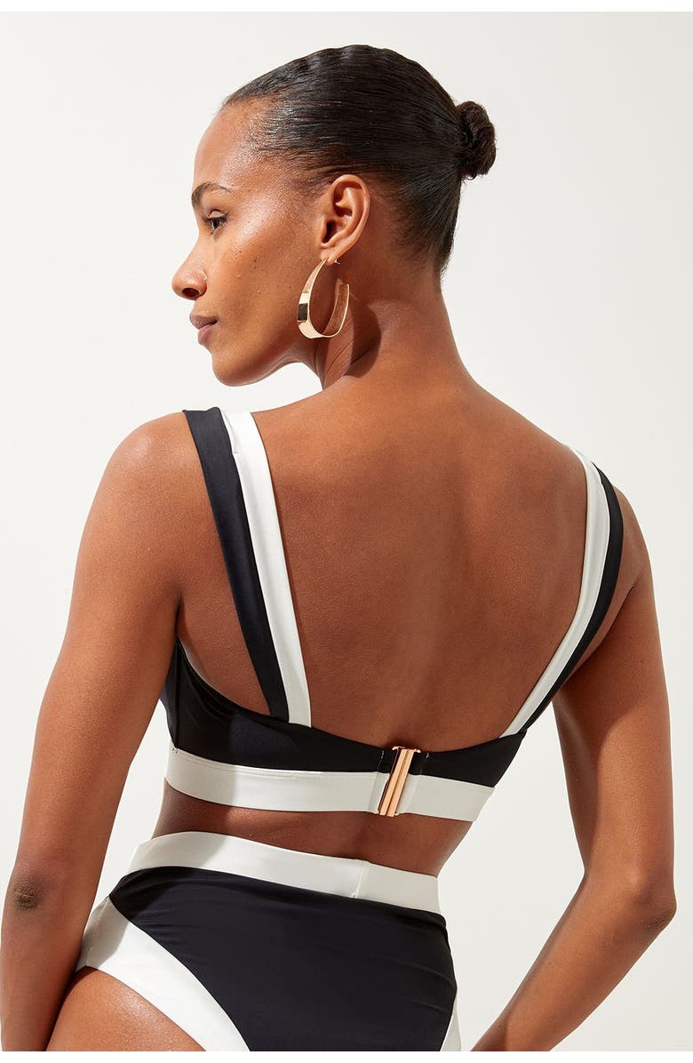 Karen Millen Trim Detail Detachable Strap Bikini Top, Alternate, color, Black