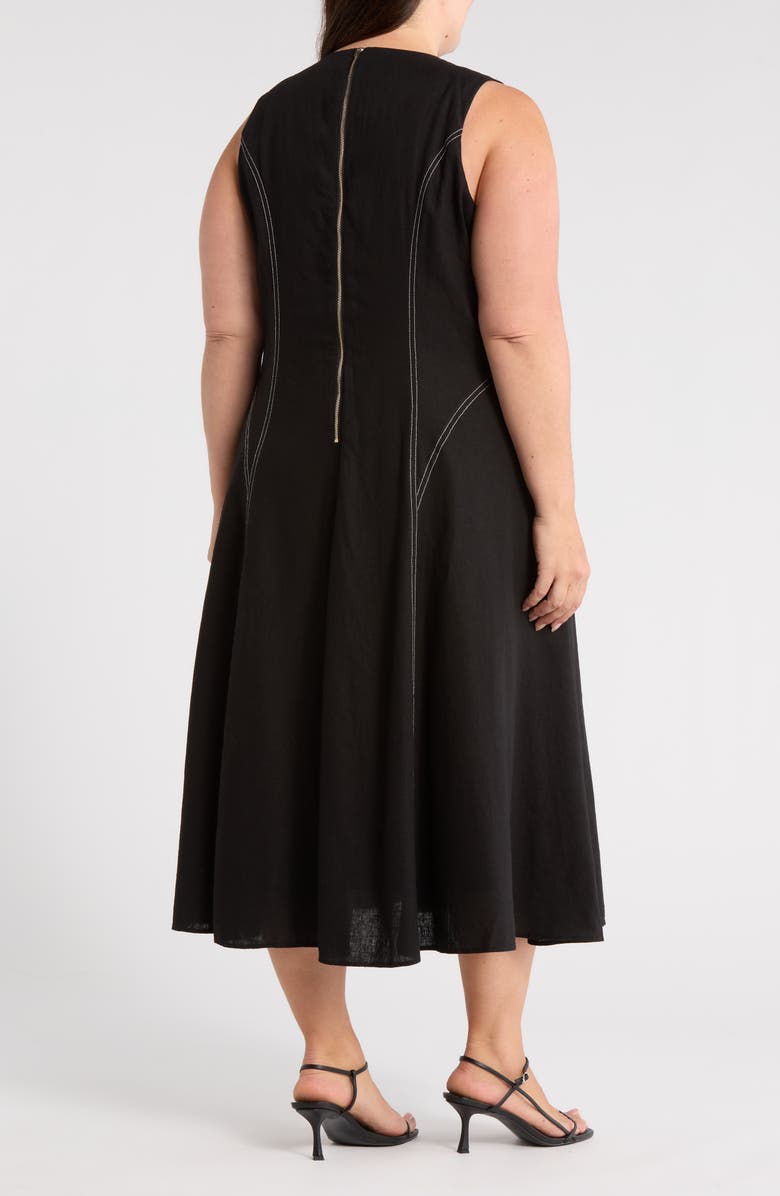 JASON WU Topstitched Sleeveless Linen Blend Dress, Alternate, color,