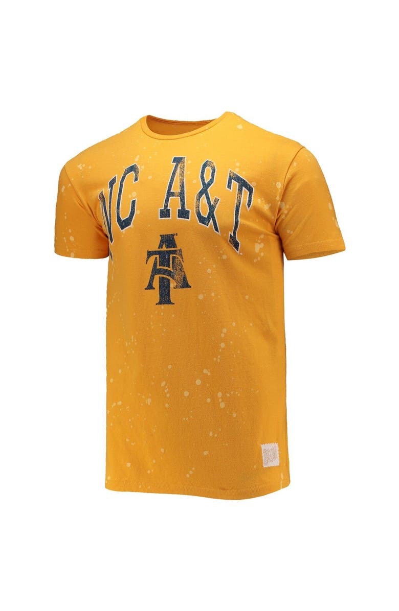 Retro Brand Men's Original Retro Brand Gold North Carolina A&T Aggies Bleach Splatter T-Shirt, Alternate, color, 