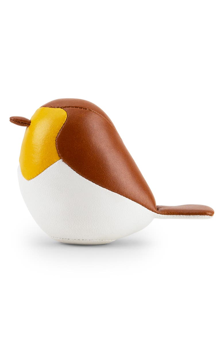 Zuny Mini Bird Robin Faux Leather Paperweight, Alternate, color, Tan Ochre Yellow