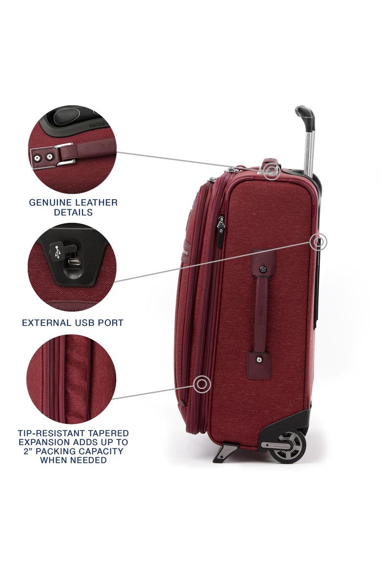 Platinum Elite Softside Expandable 22" Upright Carry On Luggage, Alternate, color, Bordeaux