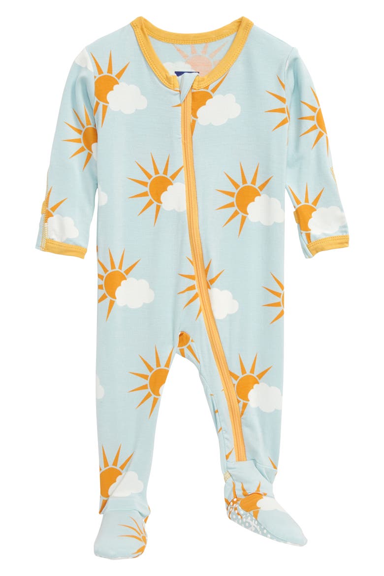 Sky Print Jersey Footie, Main, color, SPRING SKY