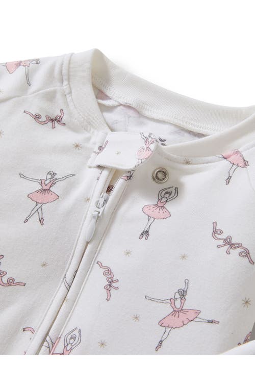 Petite Plume Sugar Plum Fairy Stretch Pima Cotton Blend Convertible One-piece Pajamas In White