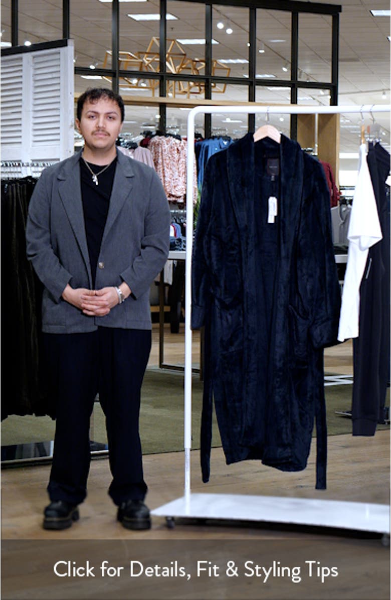 Wide Stripe Plush Shawl Collar Robe, sales video thumbnail