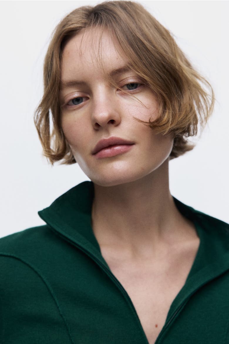 Zip-top Turtleneck Top, Alternate, color, Dark green
