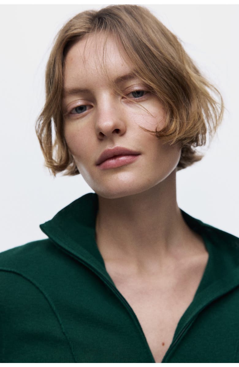 H&M Zip-top Turtleneck Top, Alternate, color, Dark Green