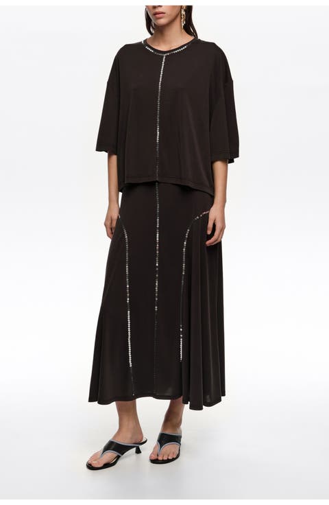 Faded Fluid Skirt With Sequins