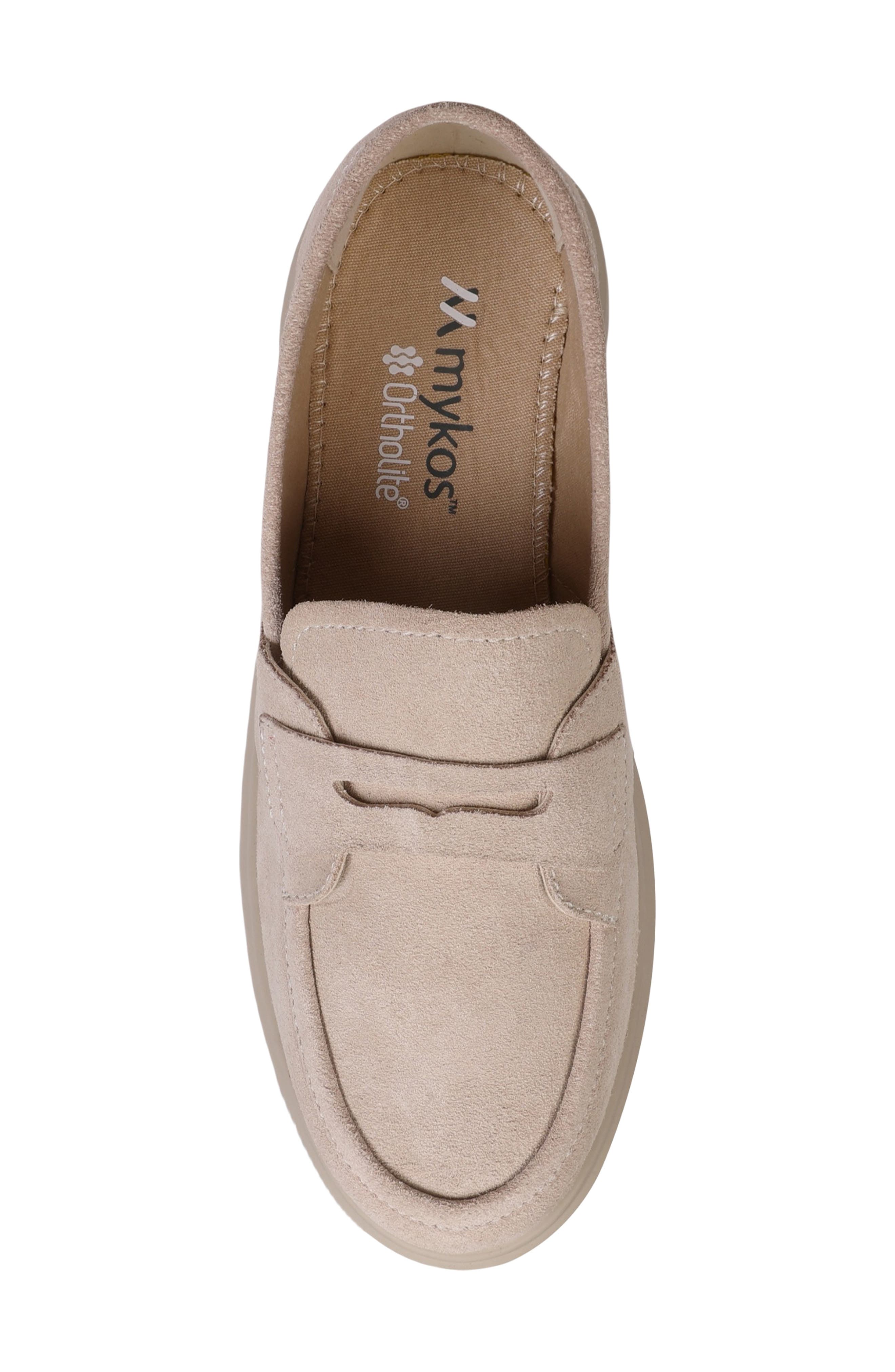 Mykos Suede Penny Loafer, Alternate, color, Winter White