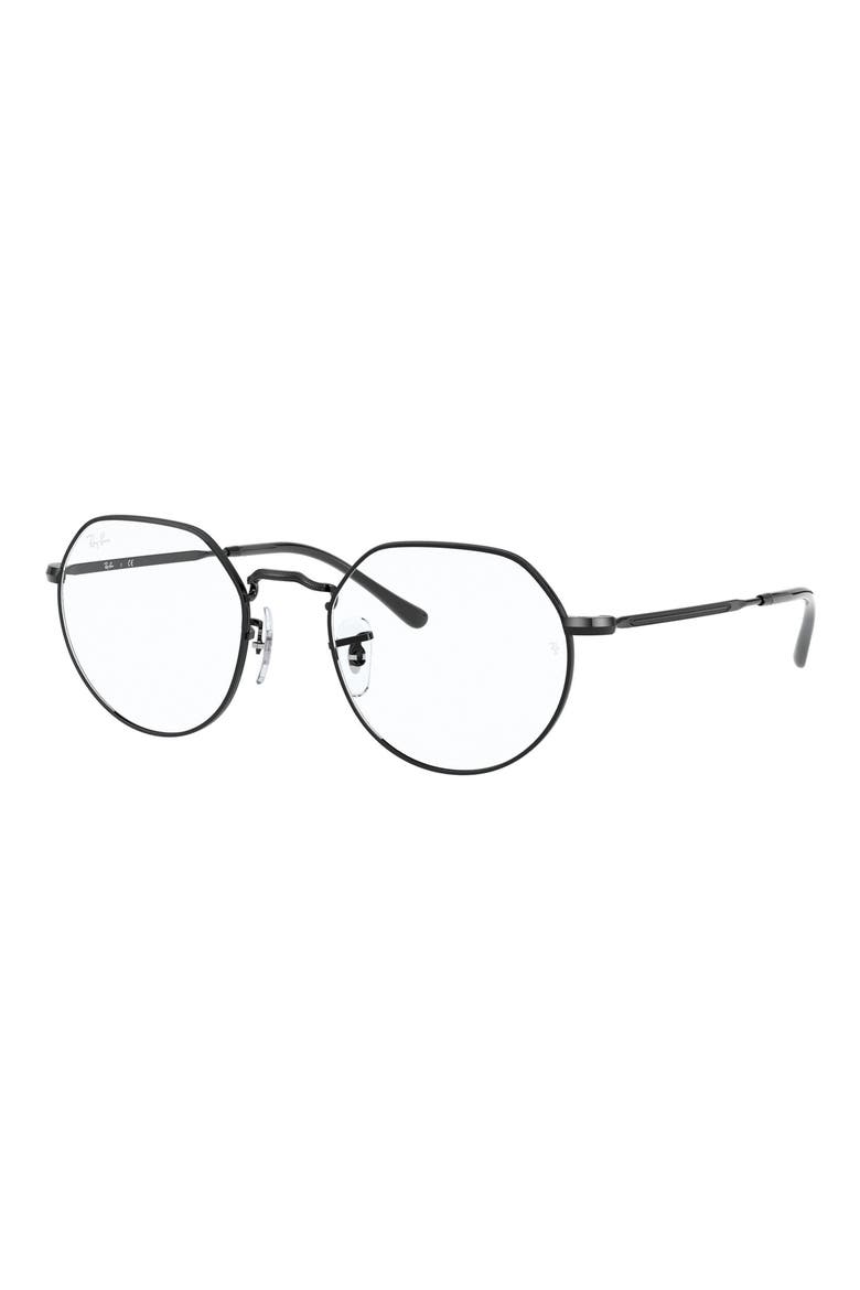 Unisex Jack 49mm Hexagonal Optical Glasses, Alternate, color, SHINY BLACK