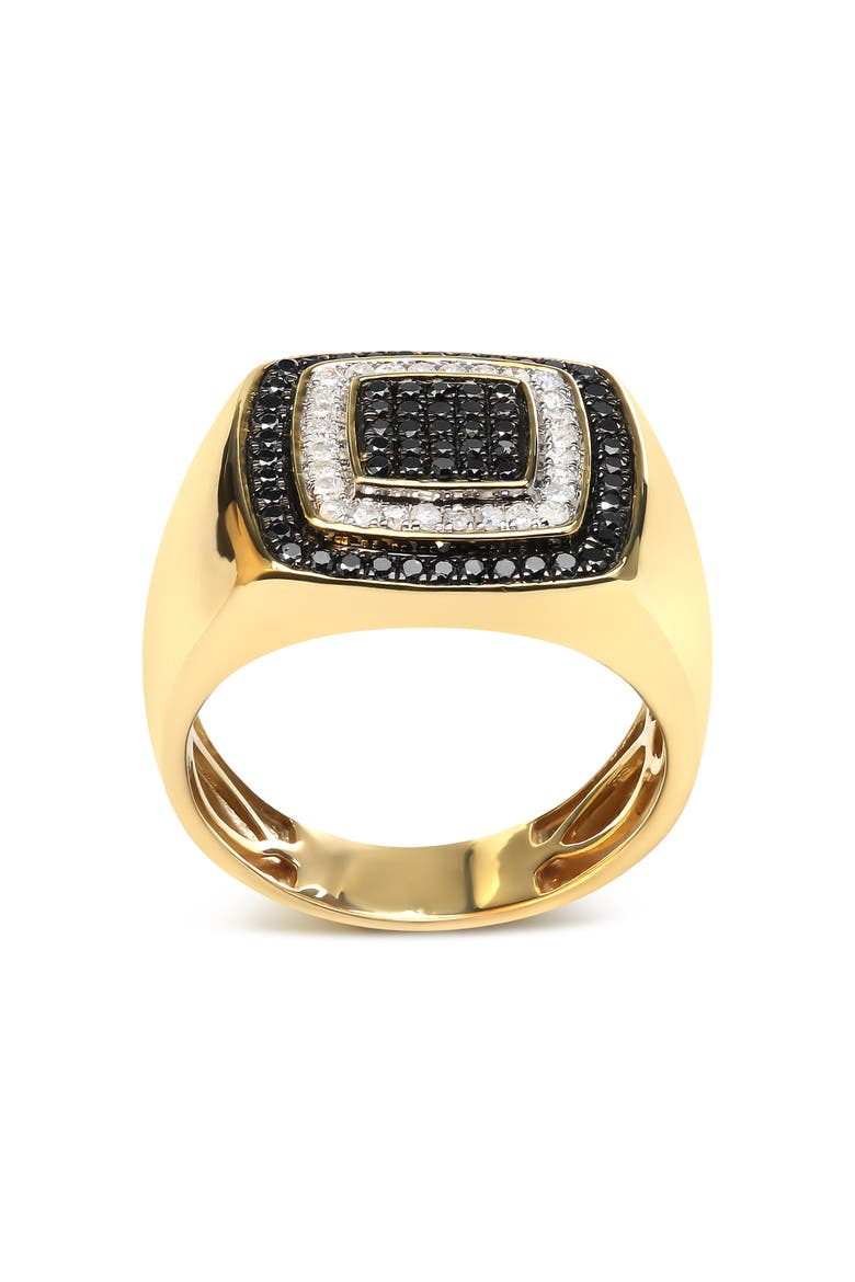 Men's 10K Yellow Gold 3/4 Cttw White and Black Treated Diamond Ring Band, Alternate, color, Yellow