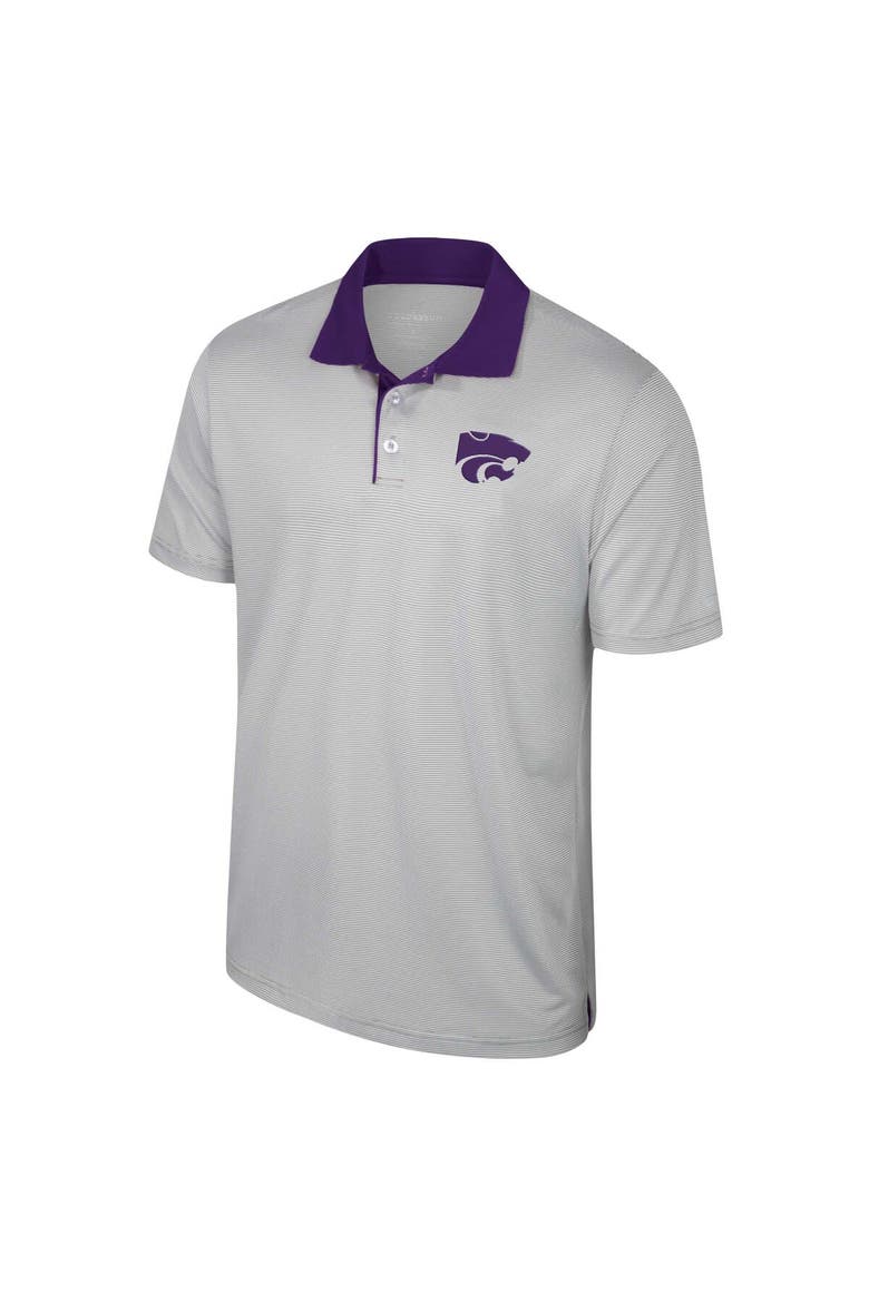 Men's Colosseum Gray Kansas State Wildcats Tuck Striped Polo, Alternate, color, Gray