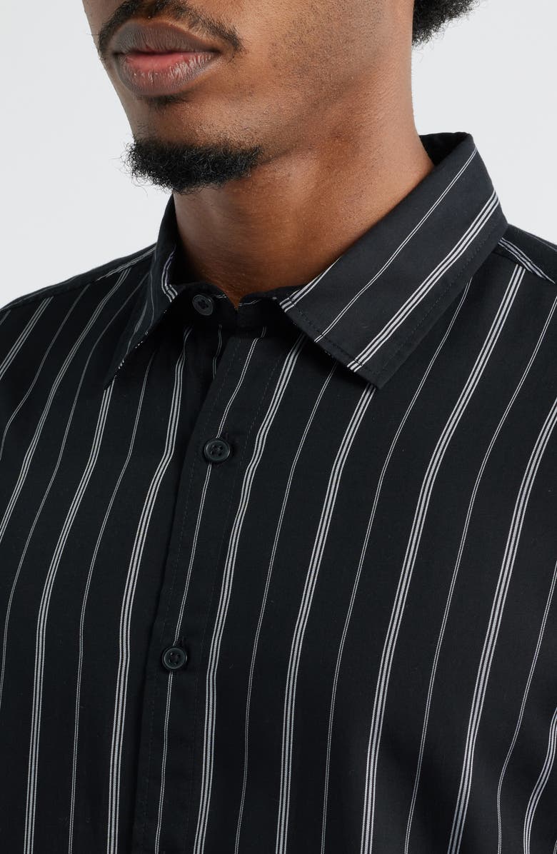 Open Edit Stripe Long Sleeve Button-Up Shirt, Alternate, color, Black Kiyoshi Stripe