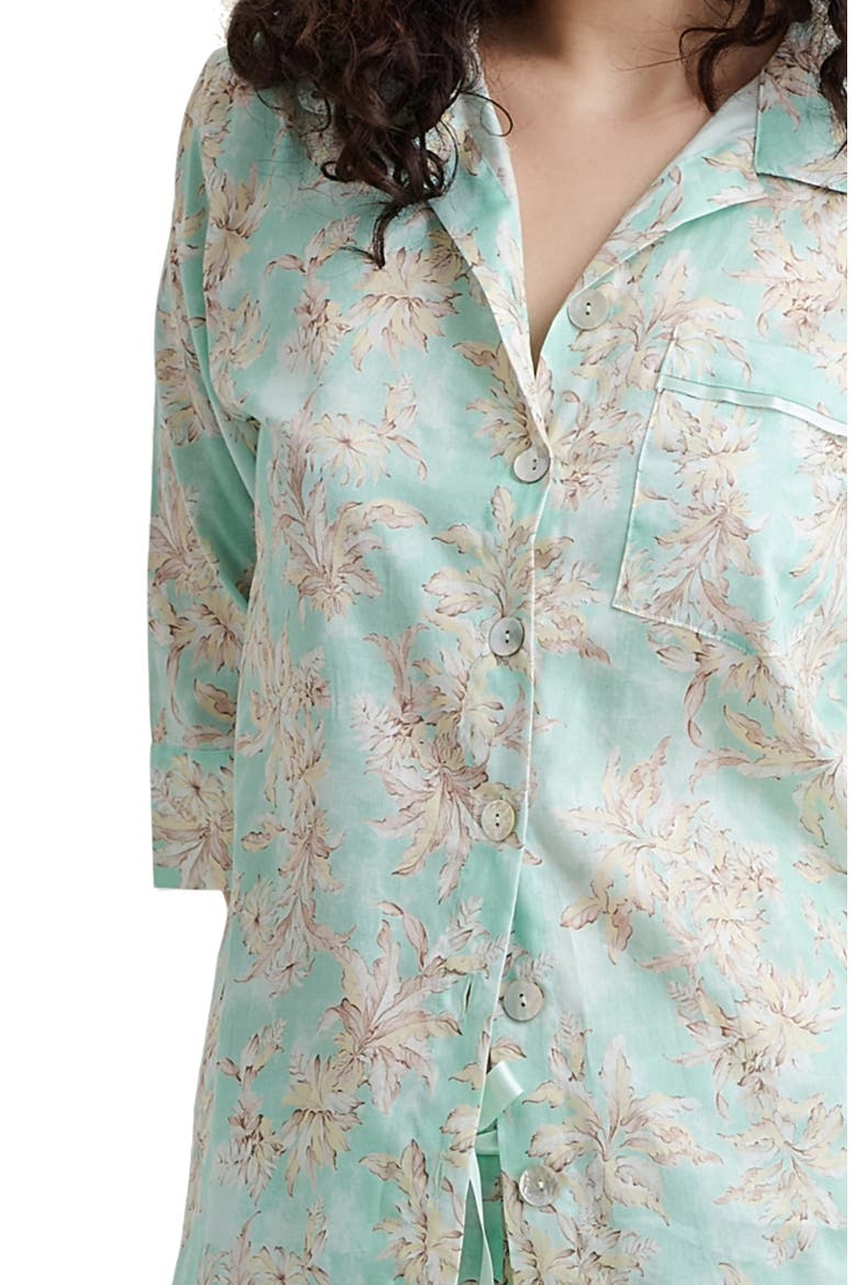 Bridget Crop Cotton Sateen Pajamas, Alternate, color, MINT