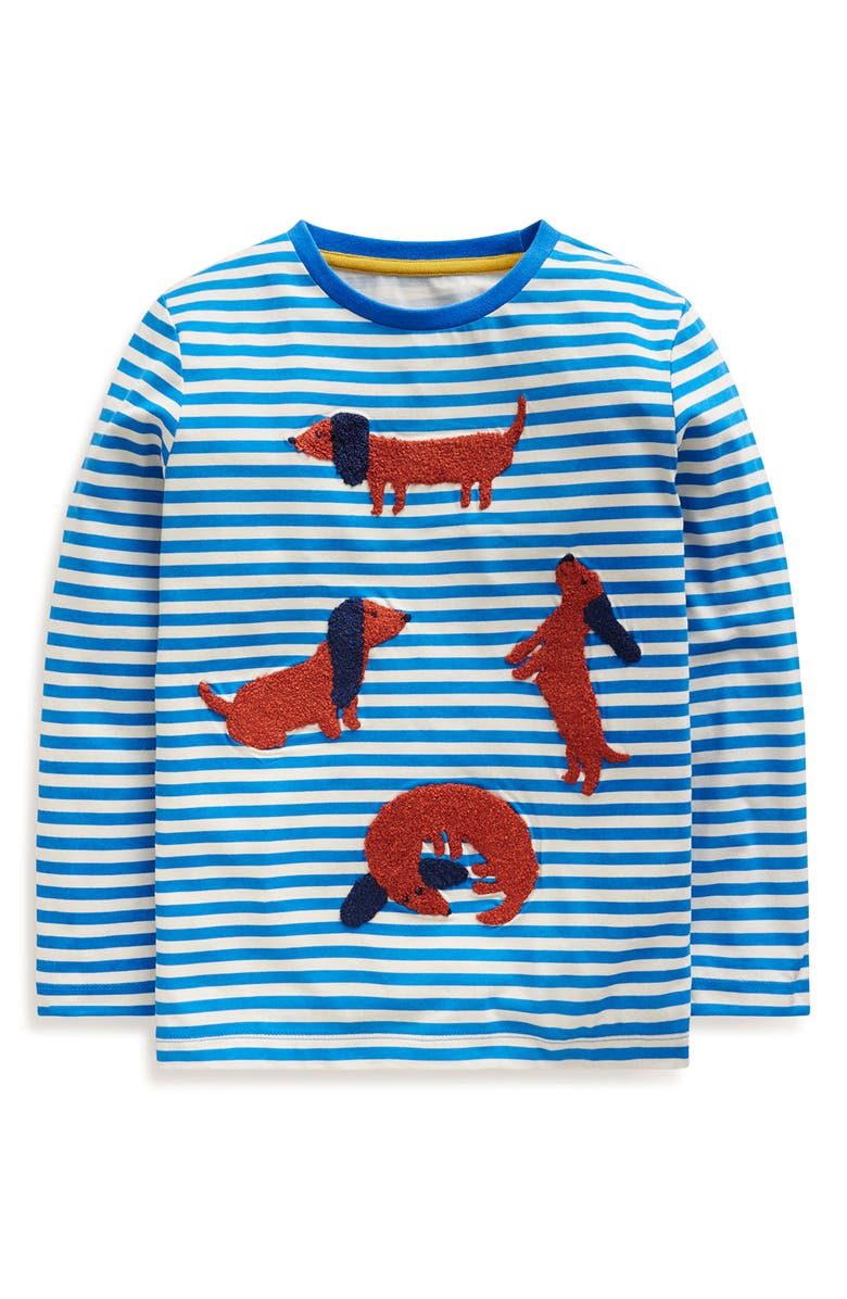 Mini Boden Kids' Bouclé Dog Stripe Cotton T-Shirt, Main, color, 