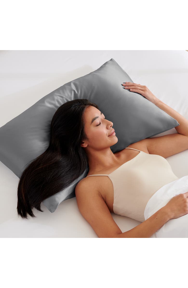 Bare Home 19 Momme 100% Mulberry Silk Pillowcase, Set of 2, Alternate, color, Grey