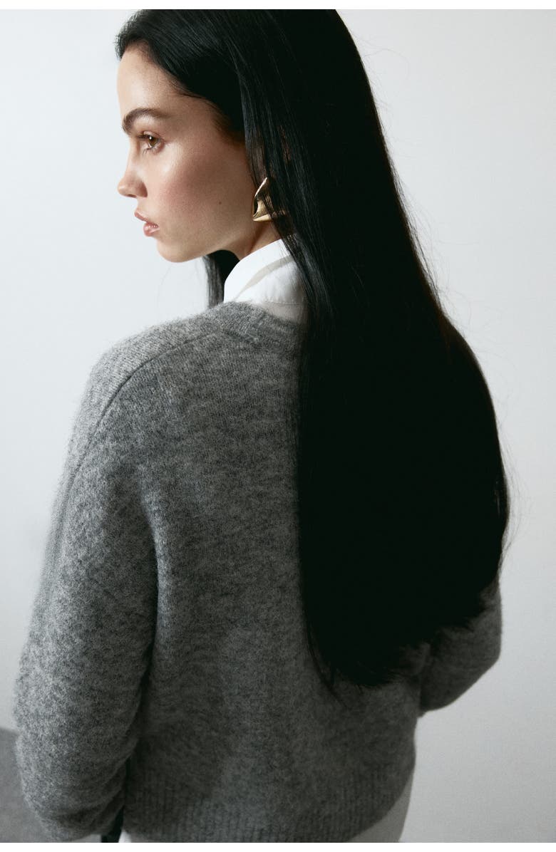 H&M Jacquard-motif Jumper, Alternate, color, Gray Melange/Adore