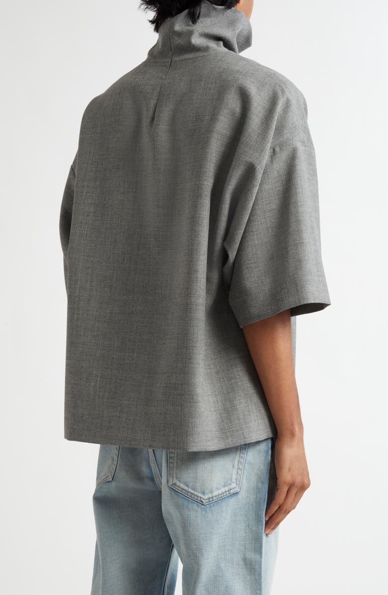 Fear of God Stand Collar Wool Canvas Shirt, Alternate, color, Titanium