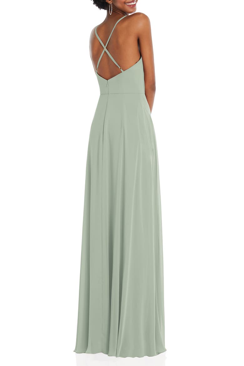 Wrap Bodice Chiffon Gown, Alternate, color, WILLOW