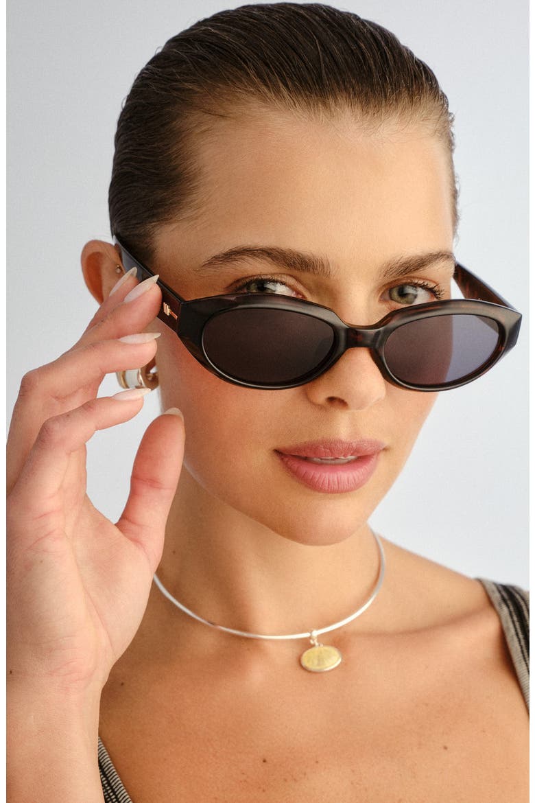 Le Bijou 55mm Oval Sunglasses, Alternate, color, DARK TORT