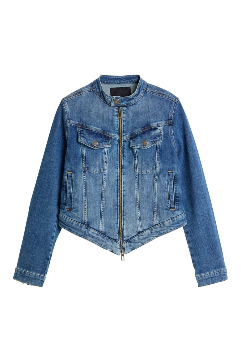 Asymmetric Stretch Denim Jacket, Alternate, color, MEDIUM BLUE