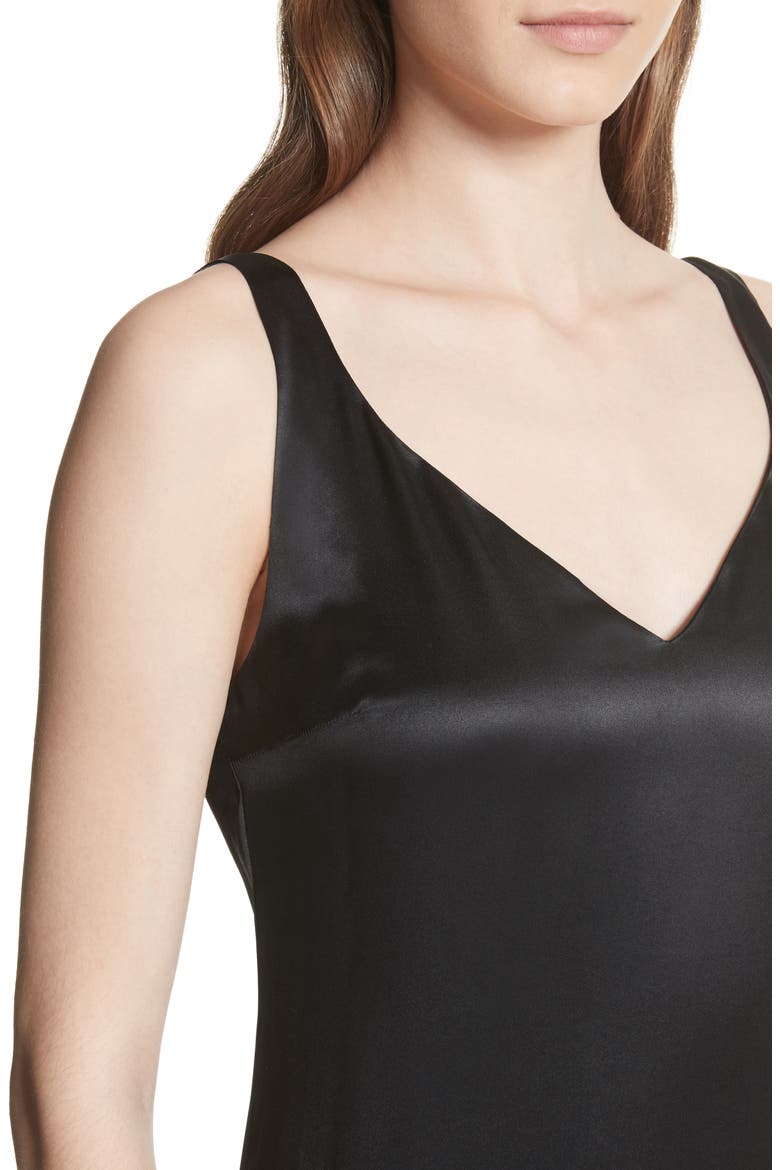 Fringe Silk Midi Dress, Alternate, color, BLACK