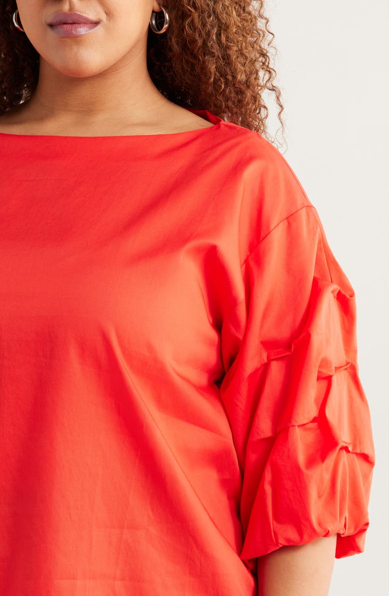 HARSHMAN Balia Cotton Popover Top, Alternate, color, Poppy Red