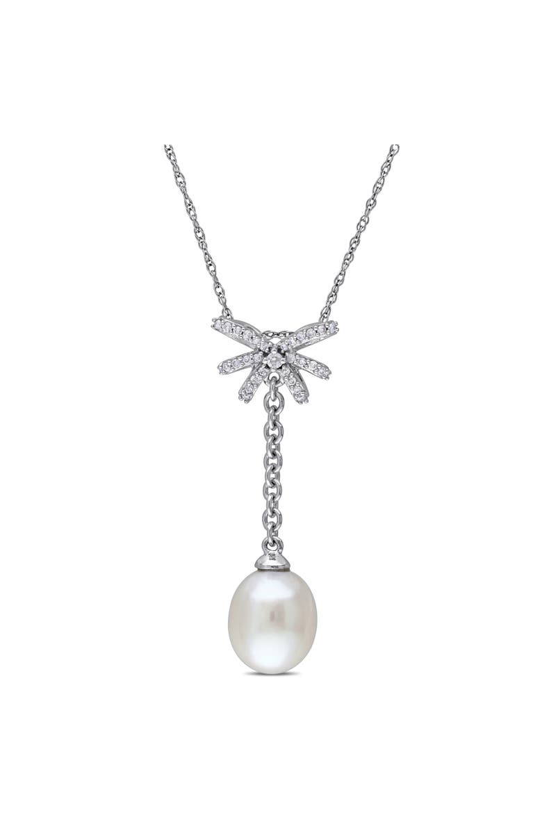 Julianna B. Cultured Pearl & Diamond Lariat Necklace 10k, Main, color, Pearl