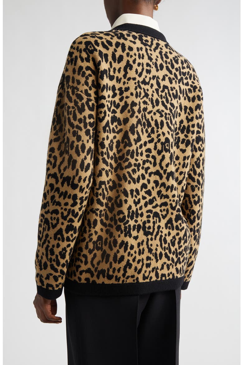 Leopard Jacquard Wool Cardigan, Alternate, color, AN2 ANIMALIER