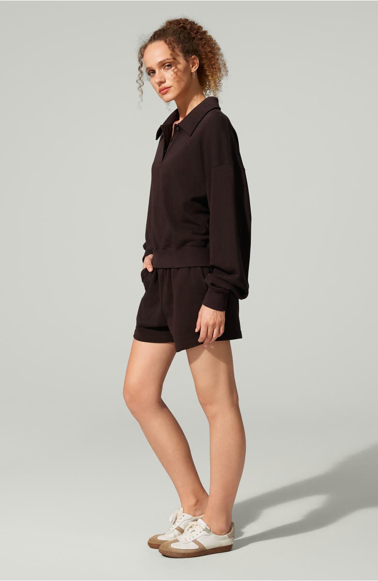 Lilysilk SILKERRY Oversized Heirloom '89 Polo Collar Sweatshirt, Alternate, color, Espresso