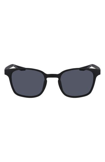 Nike 51mm Round Sessions Sunglasses In Matte Black/black/dark Grey