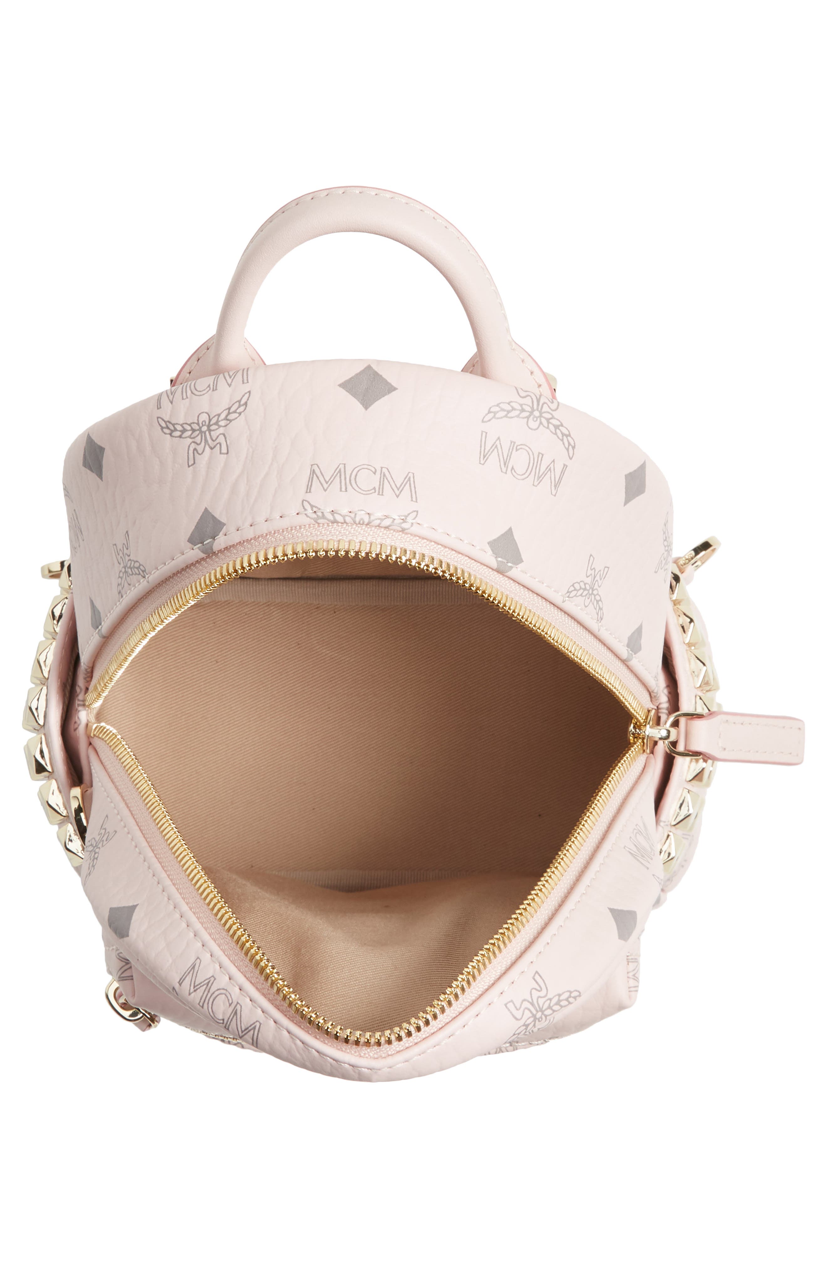 MCM Mini Stark Stud Coated Canvas Backpack, Alternate, color, 