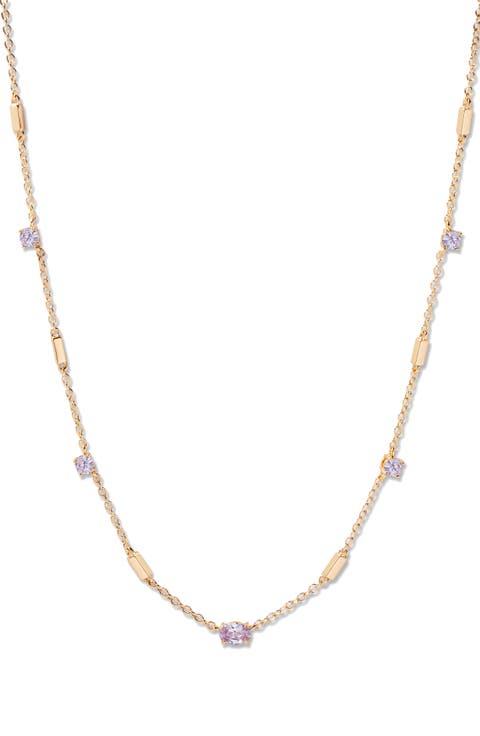 Brenna Birthstone Station Necklace