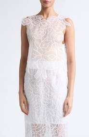 Cecilie Bahnsen Aya Embroidered Crop Organza Top