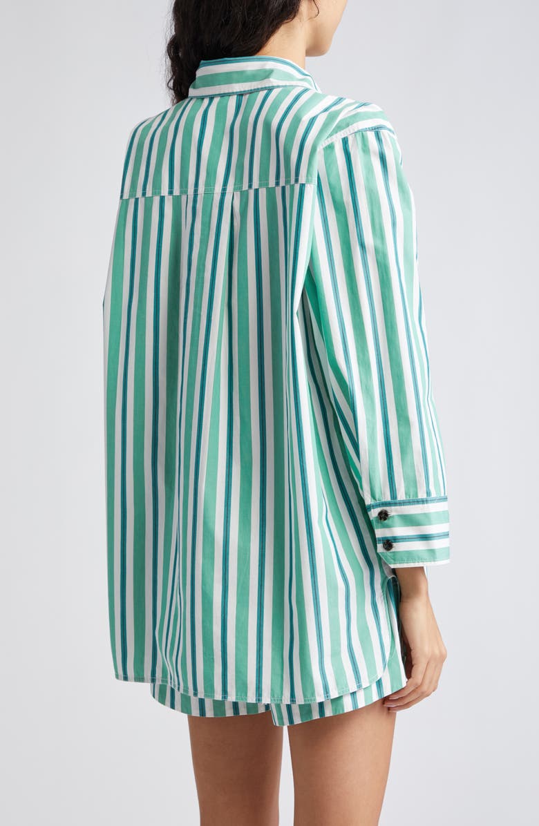 Ganni Stripe Organic Cotton Button-Up Shirt, Alternate, color,