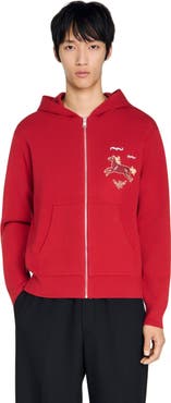 SANDRO Animal print zip-up cardigan