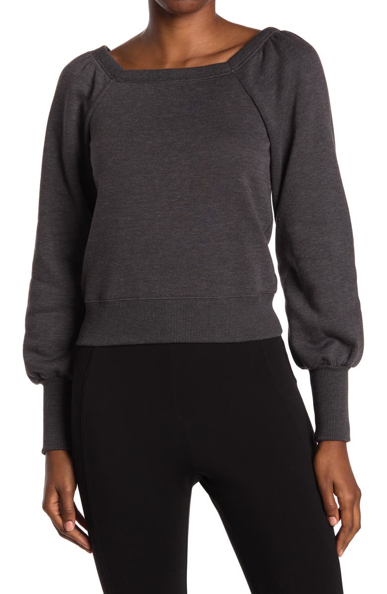 Rebecca Minkoff Ariel Square Neck Puff Sleeve Sweatshirt, Main, color, 