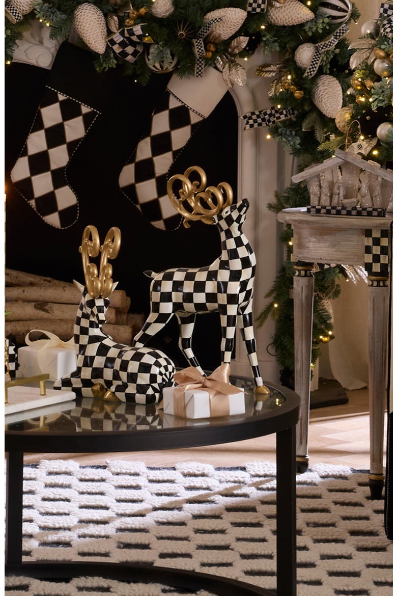 Courtly Check Noel Standing Deer Figurine, Alternate, color, COURTLY