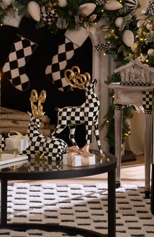 Mackenzie-childs Mackenzie Childs Courtly Check Noel Standing Deer Figurine In Black