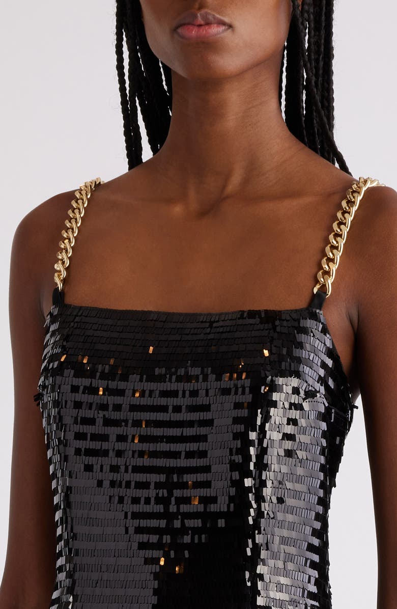 Balmain Paillette Chain Strap Dress, Alternate, color, 