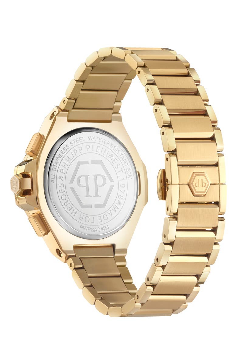 PHILIPP PLEIN Royal Bracelet Strap Chronograph Watch, 42mm, Alternate, color, Ip Yellow Gold